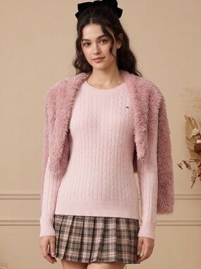 PINK BUNDLE Tommy Hilfiger Cable Knit S and LUSH m Fuzzy Twist Sweater M